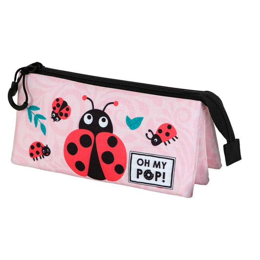 Oh My Pop Ladybug-Estuche Portatodo Triple, Rosa