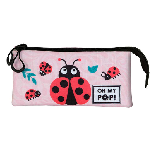 Oh My Pop Ladybug-Estuche Portatodo Triple, Rosa
