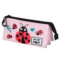 Oh My Pop Ladybug-Estuche Portatodo Triple, Rosa