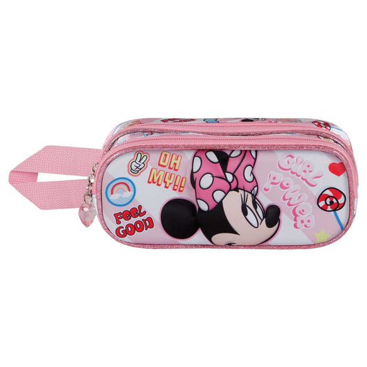 Disney Minnie Mouse Power-Estuche Portatodo 3D Doble, Rosa
