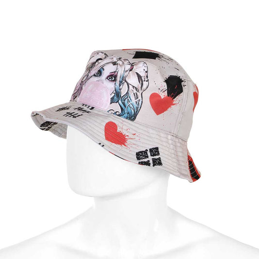 DC Comics Harley Quinn Mad Love-Children's Bucket Hat, Beige