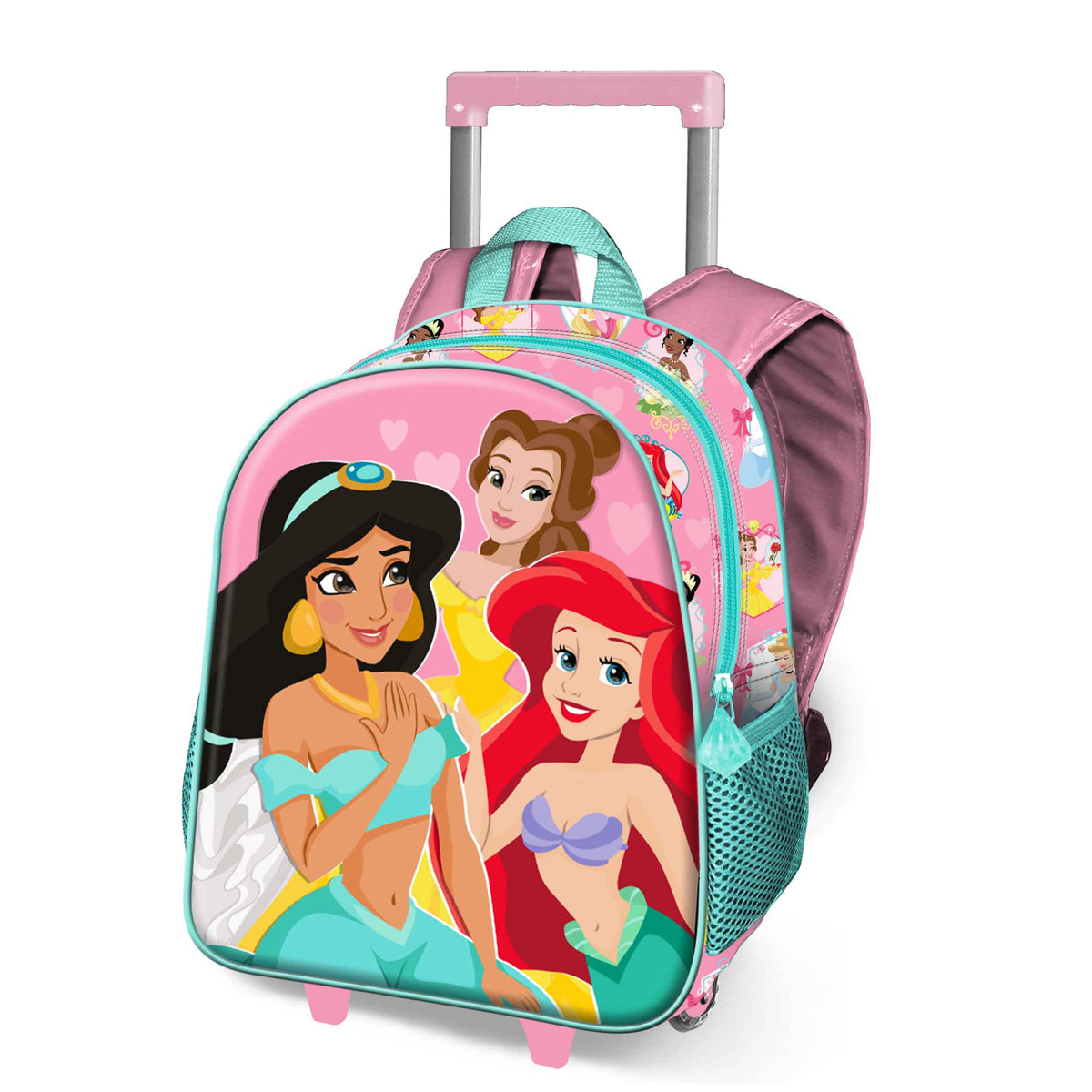 Disney Princesas Charm-Mochila 3D con Ruedas Pequeña, Rosa