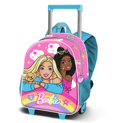 Barbie Rainbowy-Mochila 3D con Ruedas Pequeña, Rosa