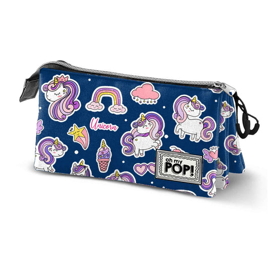Oh My Pop Magical-Triple Pencil Case, Multicolour