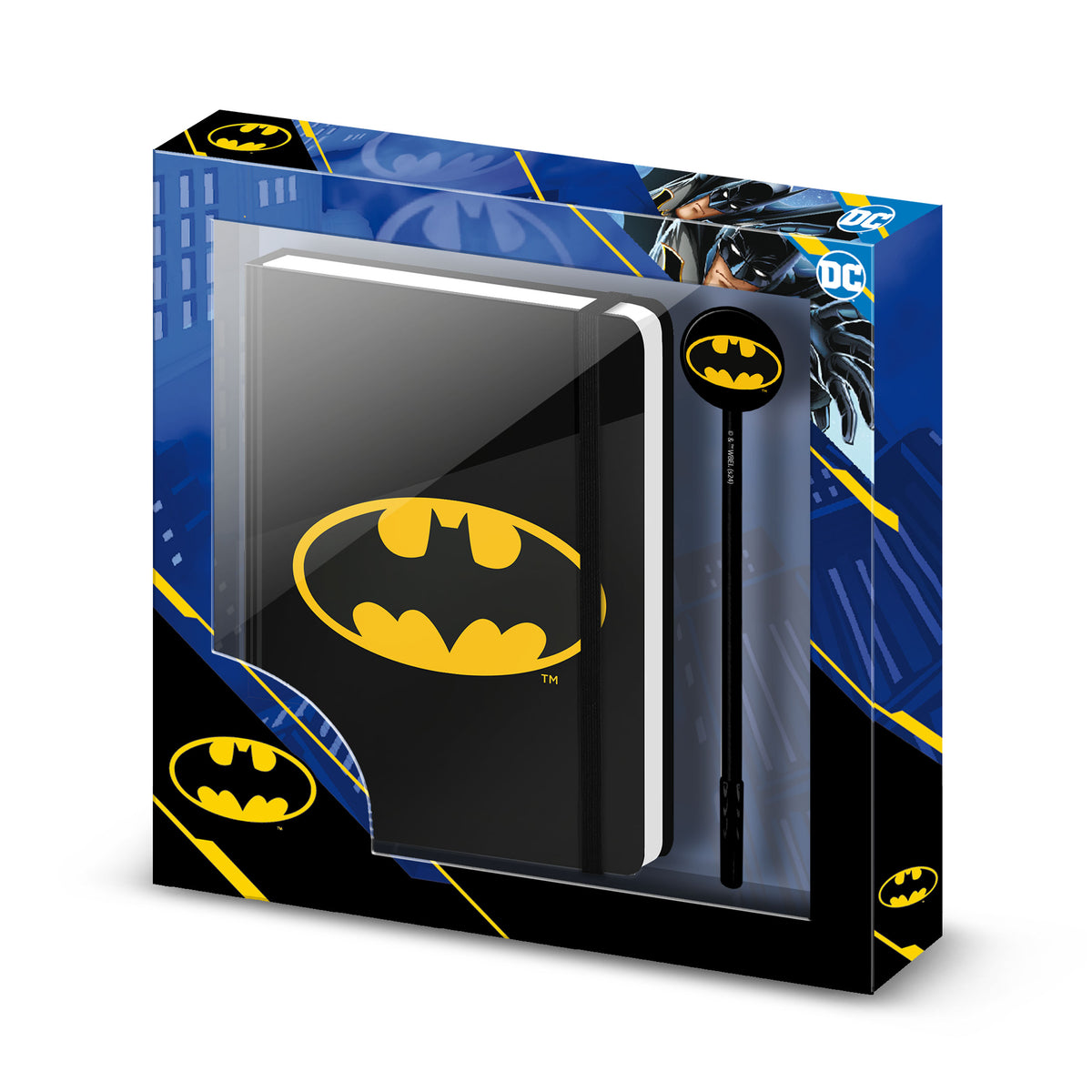 DC Comics Batman Batsignal-Gift Box with Diary and Fashion Ballpoint Pen, Black
