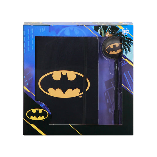 DC Comics Batman Batsignal-Gift Box with Diary and Fashion Ballpoint Pen, Black