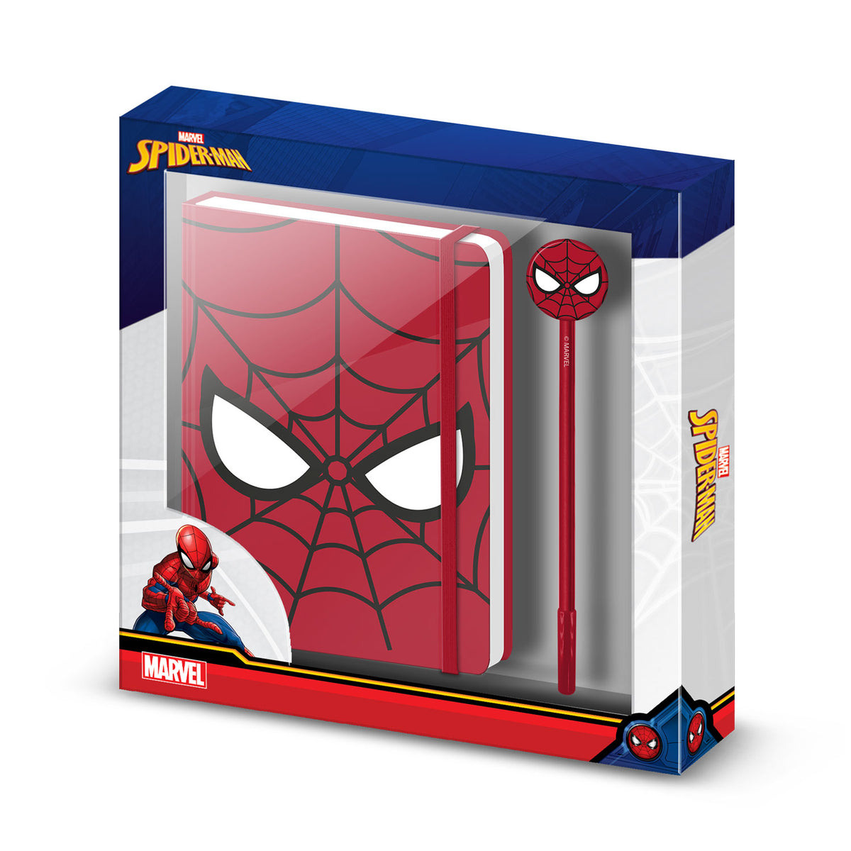 Marvel Spiderman Chibi-Gift Box with Diary and Fashion Ballpoint Pen, Red
