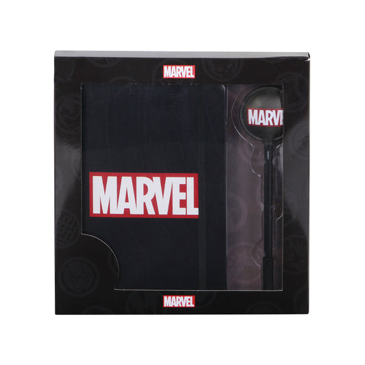 Marvel Comics-Pack de Diario + Boligrafo, Negro