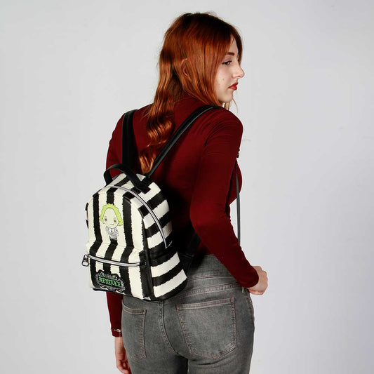 beetlejuice striped mini backpack Loungefly Warner Brothers 2 : Clothing, Shoes & Jewelry A mechanism in the side pockets allows you to unfurl them quickly Beetlejuice It's Show Time Women's