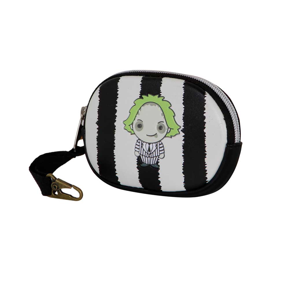 Beetlejuice Stripes-Pill Coin Purse, White