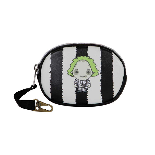 Beetlejuice Stripes-Pill Coin Purse, White