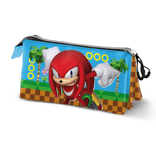 Sonic The Hedgehog Knuckles Run-Estuche Portatodo Triple, Multicolor