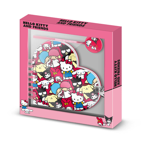 Hello Kitty Friends-Heart Diary + Pen, Multicolour