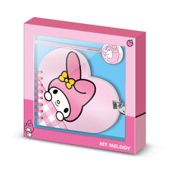 Hello Kitty My Melody Cute-Heart Diary + Pen, Pink