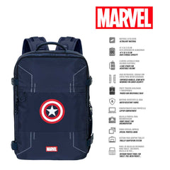 Marvel Capitán América Gears-Mochila de Viaje Mercury Grande 47x23x33cm, Azul