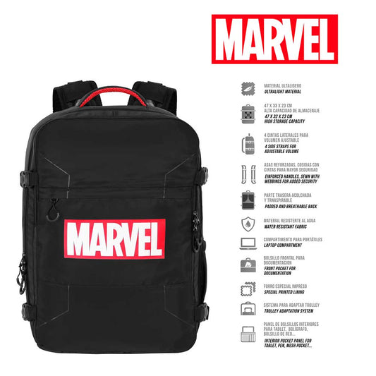 Marvel Comics-Mochila de Viaje Mercury Grande 47x23x33cm, Negro