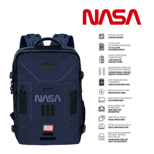 NASA Spaceship-Mochila de Viaje Mercury Grande 47x23x33cm, Azul Oscuro