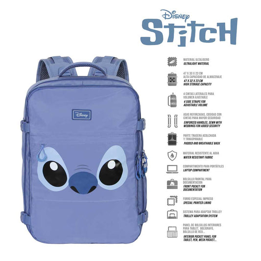 Disney Lilo and Stitch Face-Mercury Travel Backpack Big 47x23x33cm, Blue