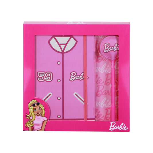 Barbie Varsity-Caja Regalo con Diario y Bolígrafo Fashion, Rosa