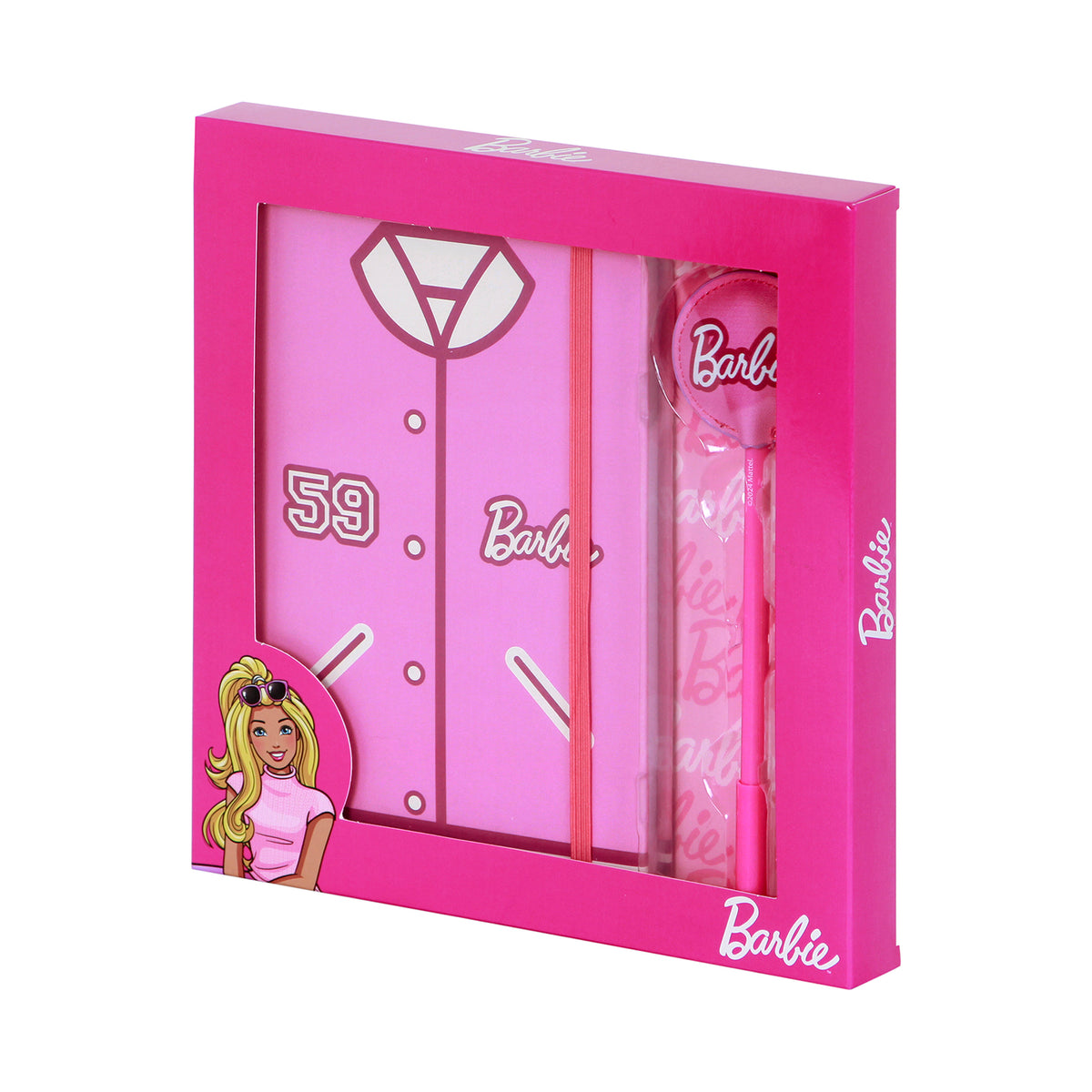 Barbie Varsity-Zestaw prezentowy z pamiętnikiem i modnym długopisem, Różowy