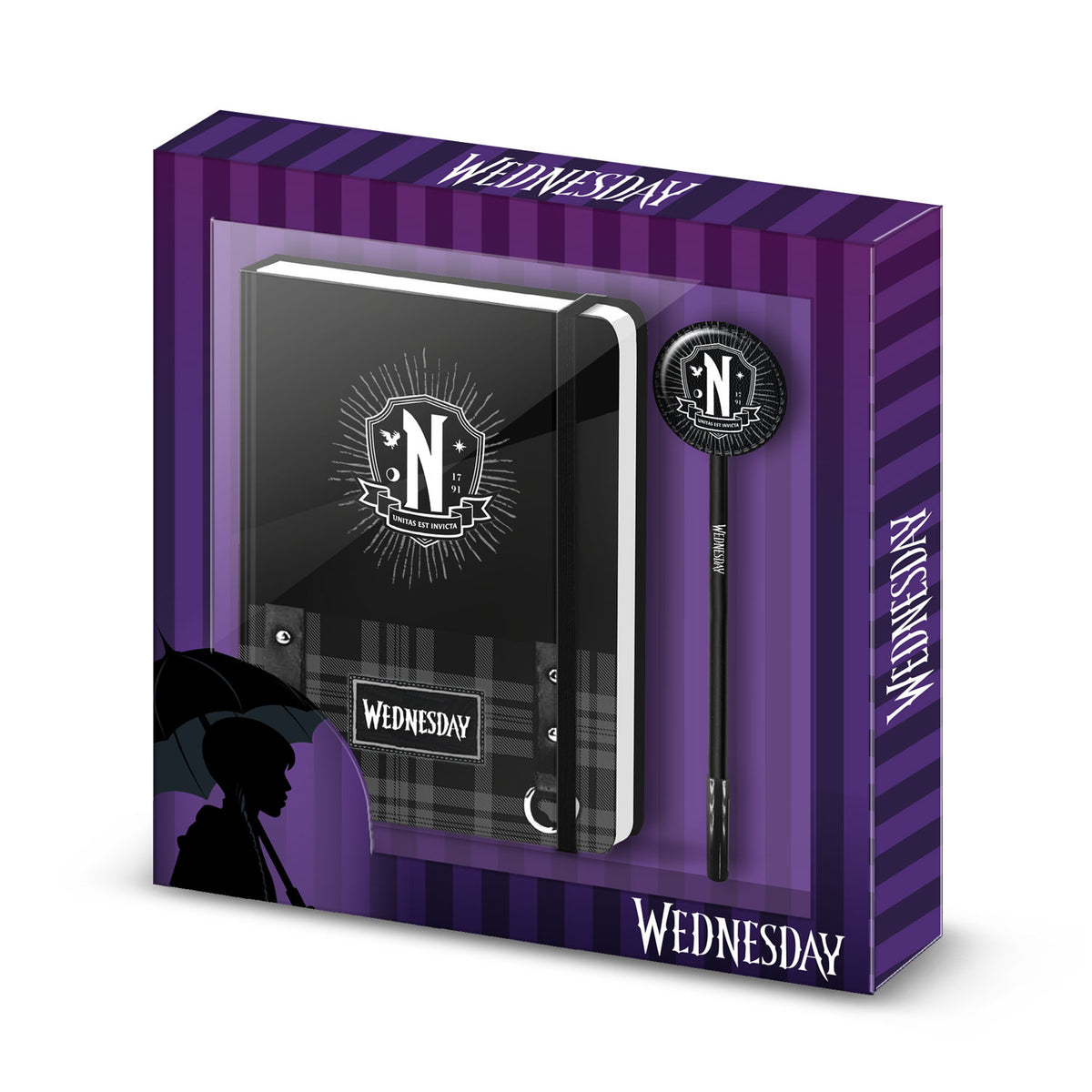 Wednesday Chains-Gift Box with Diary and Fashion Ballpoint Pen, Black