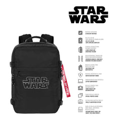 Star Wars Logo-Mochila Mercury Viaje Cabina Avión 40x20x25cm, Negro