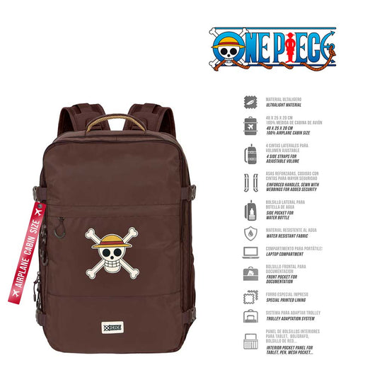 One Piece Skull-Mercury Backpack Underseat Cabin Bag 40x20x25cm, Brown