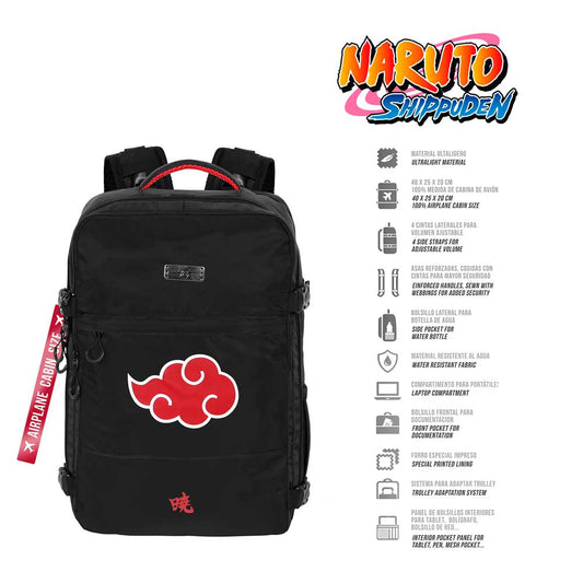 Naruto Clouds-Mercury Backpack Underseat Cabin Bag 40x20x25cm, Black