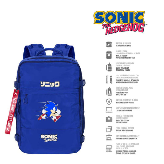 Sonic The Hedgehog - SEGA Action-Mercury Backpack Underseat Cabin Bag 40x20x25cm, Blue