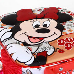 Disney Minnie Mouse Flowered-Mochila 3D con Ruedas Pequeña, Rojo