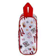 Disney Minnie Mouse Flowered-Estuche Portatodo 3D Doble, Rojo