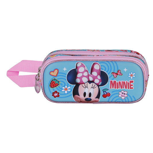 Disney Minnie Mouse Happiness-Estuche Portatodo 3D Doble, Azul