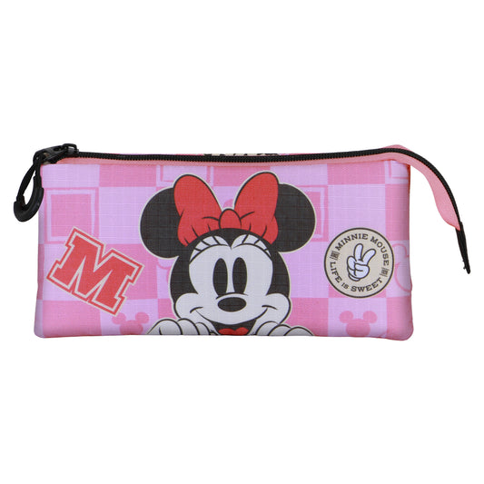 Disney Minnie Mouse Journey-Estuche Portatodo Triple, Rosa