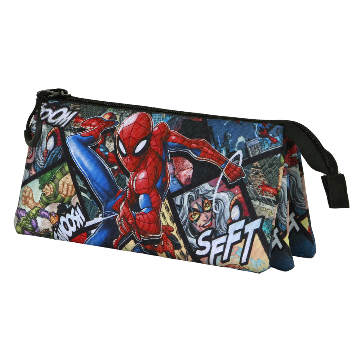 Marvel Spiderman Panels-Triple Pencil Case, Multicolour