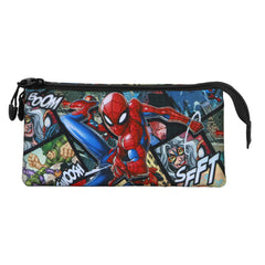 Marvel Spiderman Panels-Triple Pencil Case, Multicolour