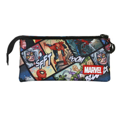Marvel Spiderman Panels-Triple Pencil Case, Multicolour
