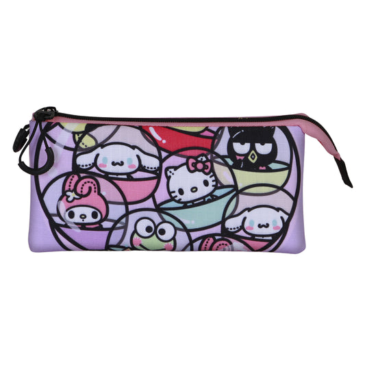 Sanrio Hello Kitty Gashapon-Estuche Portatodo Triple, Rosa