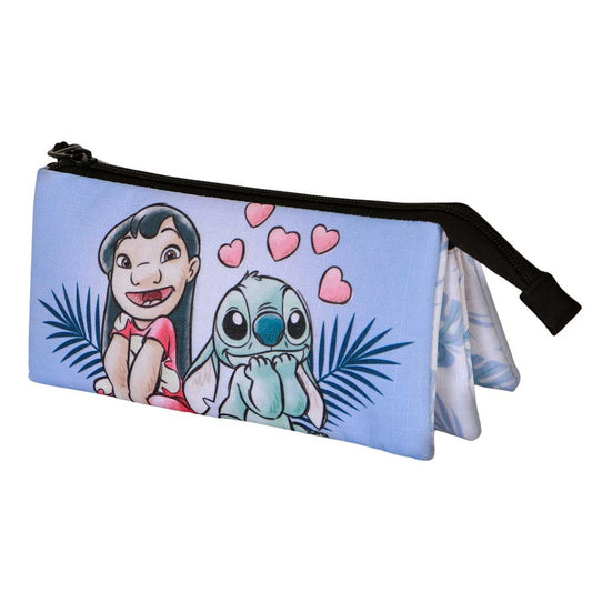 Disney Lilo y Stitch Couple-Estuche Portatodo Triple, Lila