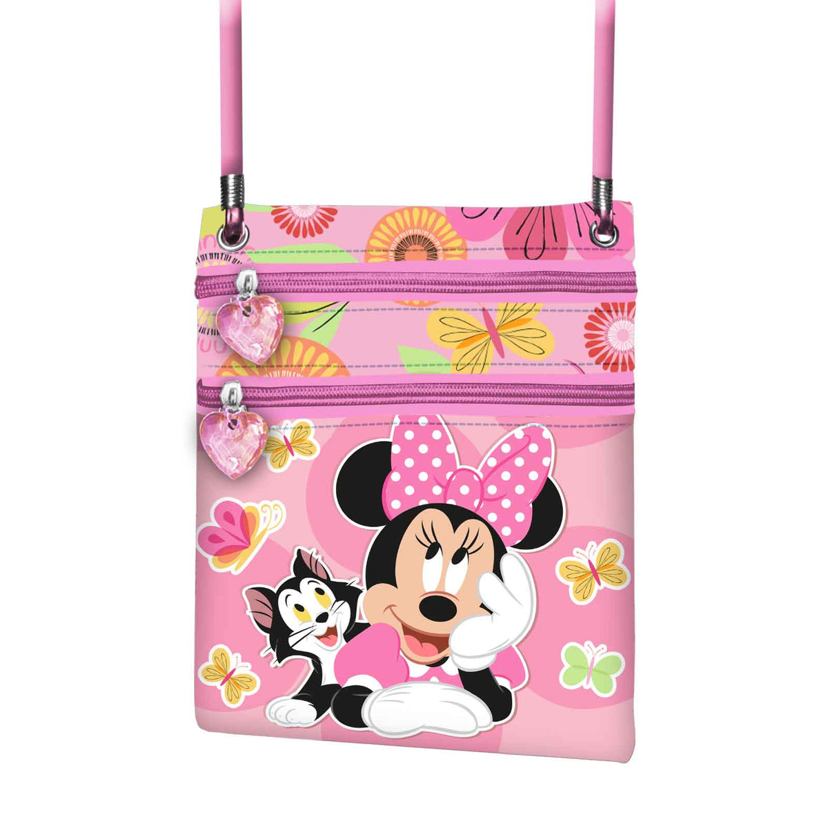 Disney Minnie Mouse Kitten-Action Vertical Crossbody Bag, Pink