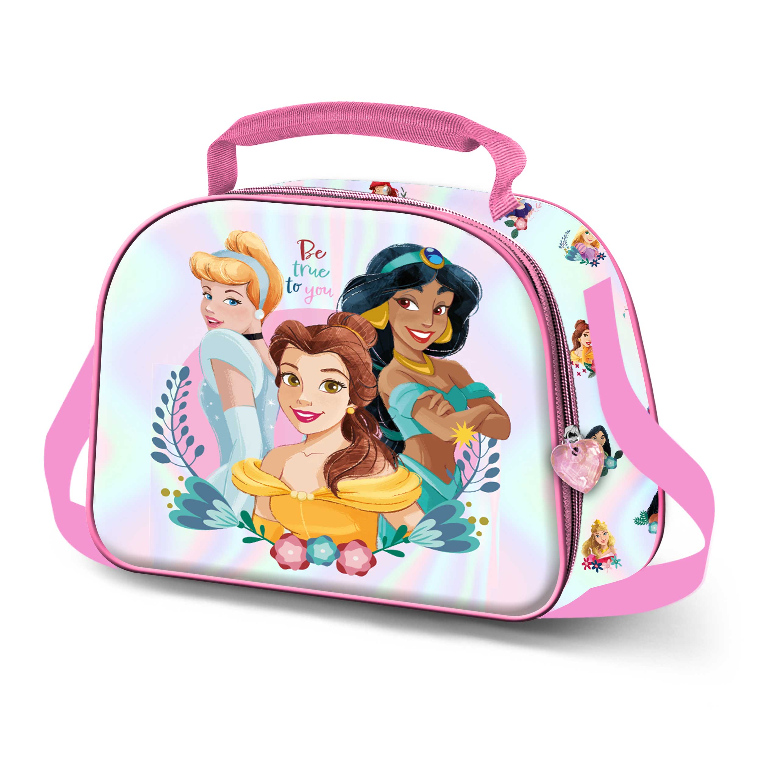 Disney Princesas Floral-Bolsa Portamerienda 3D, Rosa
