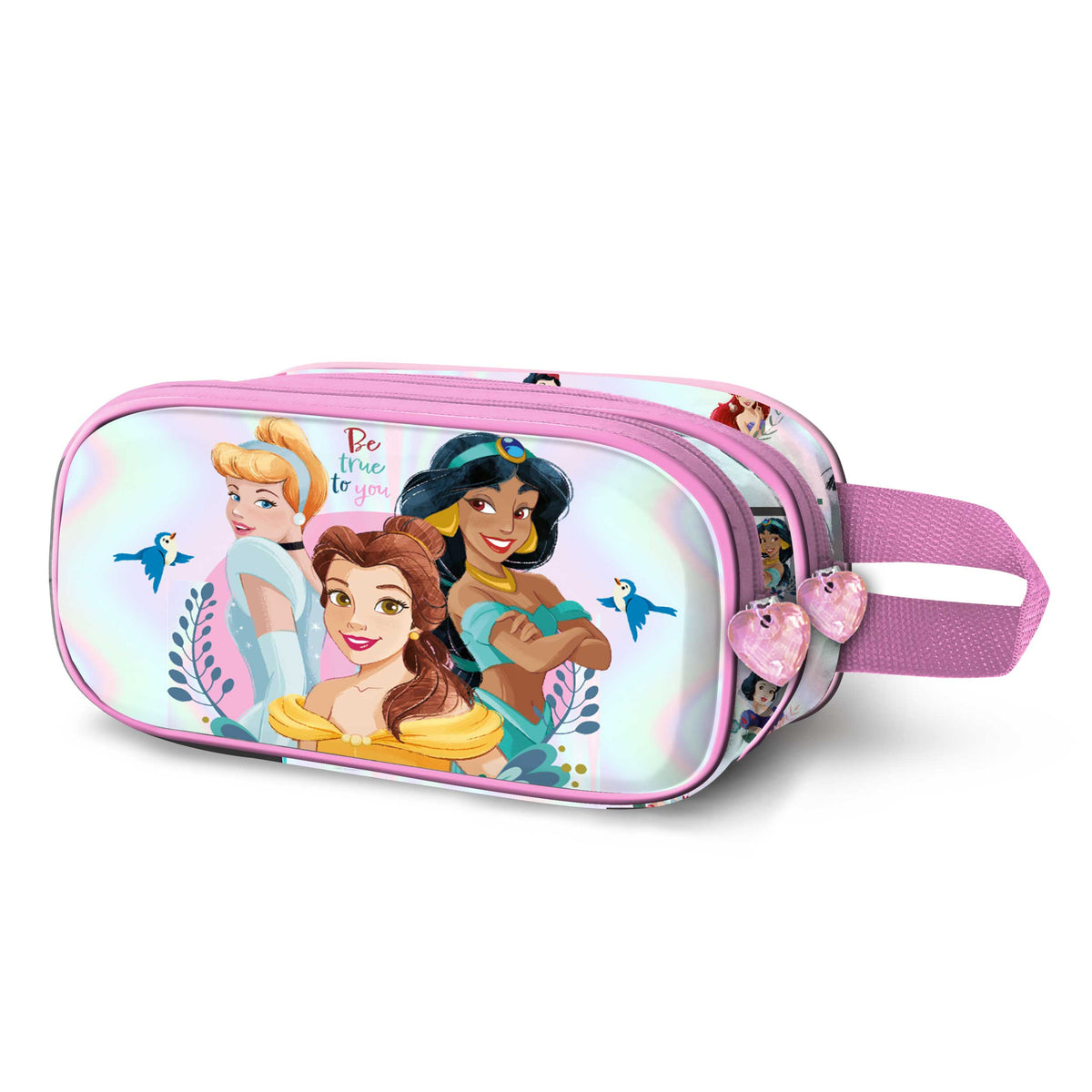 Disney Princesas Floral-Estuche Portatodo 3D Doble, Rosa