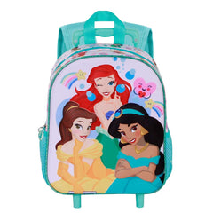 Disney Princesas Rainbows-Mochila 3D con Ruedas Pequeña, Multicolor