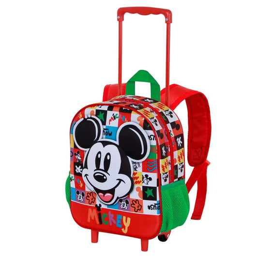 Disney Mickey Mouse Mood-Mochila 3D con Ruedas Pequeña, Multicolor