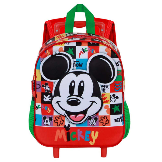 Disney Mickey Mouse Mood-Mochila 3D con Ruedas Pequeña, Multicolor