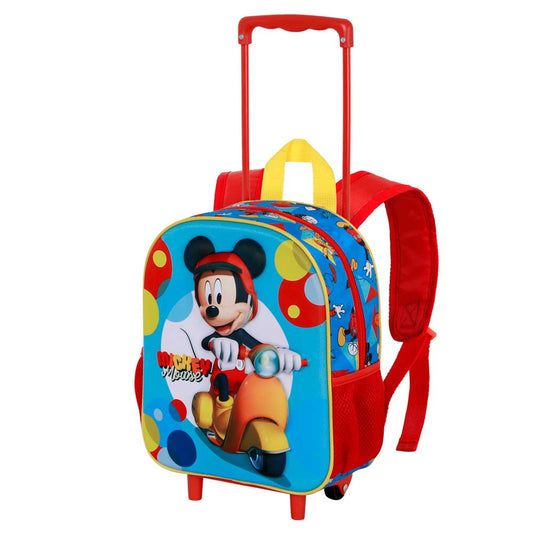 Disney Mickey Mouse Scooter-Mochila 3D con Ruedas Pequeña, Azul