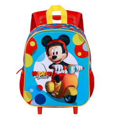 Disney Mickey Mouse Scooter-Small 3D Backpack with Wheels, Blue