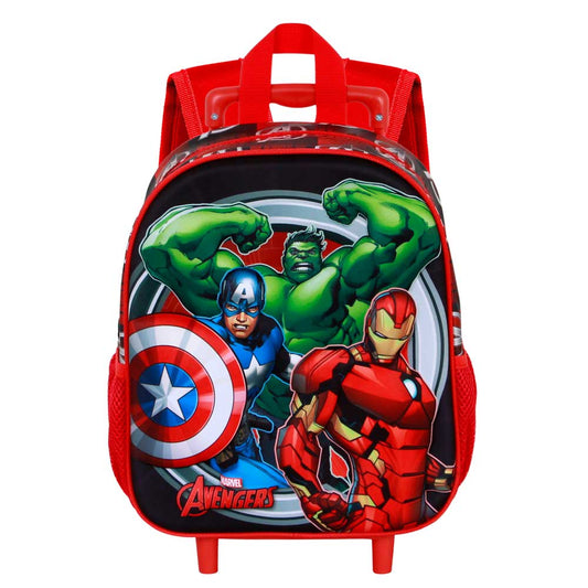 Marvel Los Vengadores Almighty-Mochila 3D con Ruedas Pequeña, Rojo