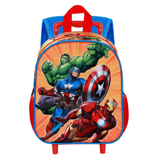 Marvel Los Vengadores Attack-Mochila 3D con Ruedas Pequeña, Rojo