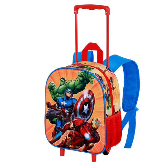 Marvel Los Vengadores Attack-Mochila 3D con Ruedas Pequeña, Rojo