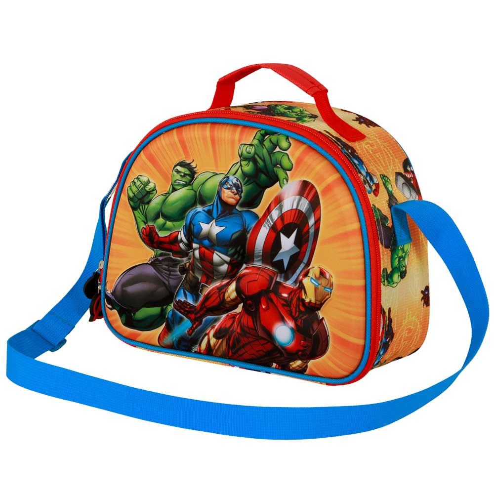 Marvel Avengers Attack-Borsa Porta Merenda 3D, Rosso
